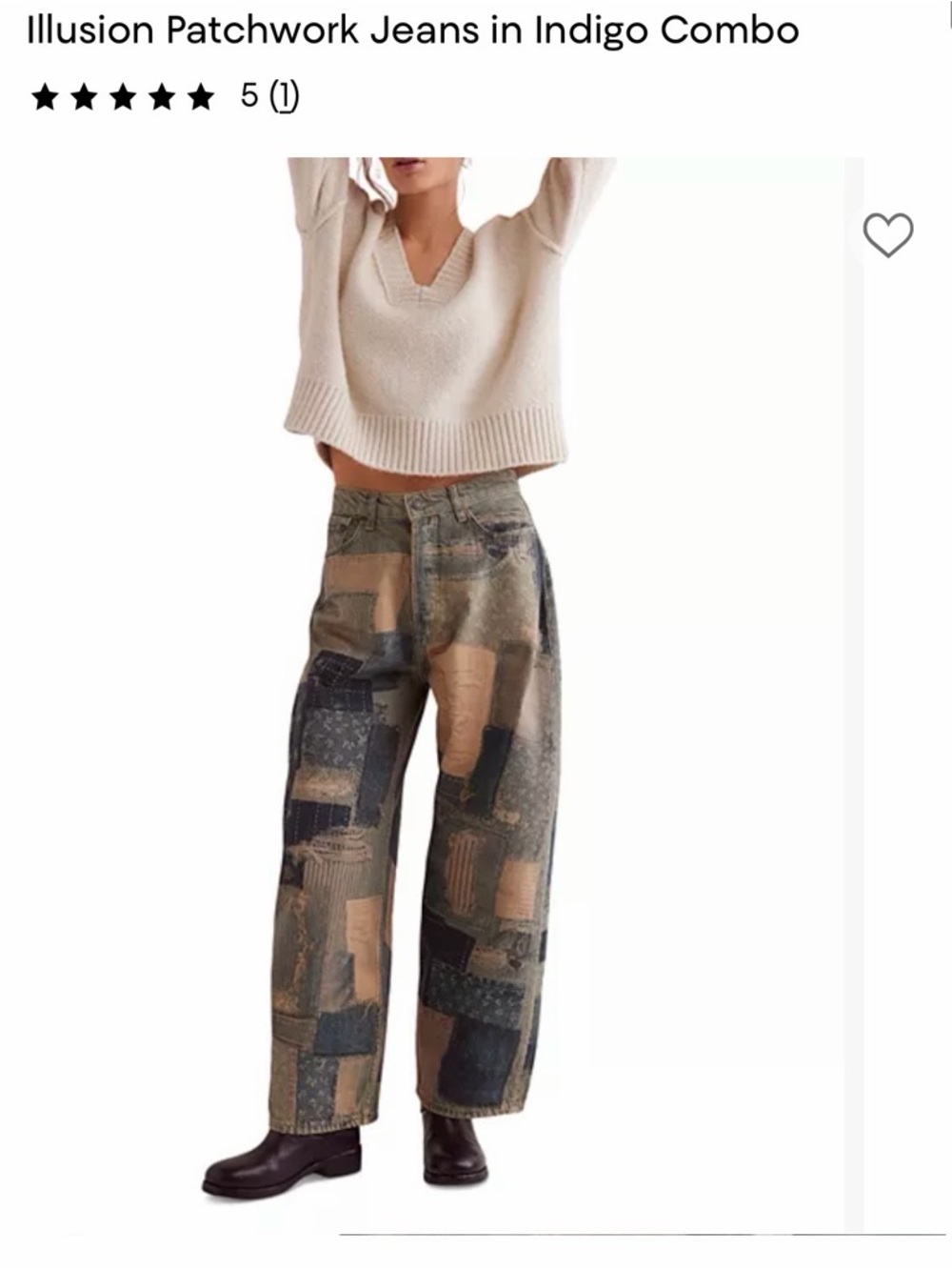 Free People Illusion Patchwork Jeans in Indigo Combo, Size 27, NWT